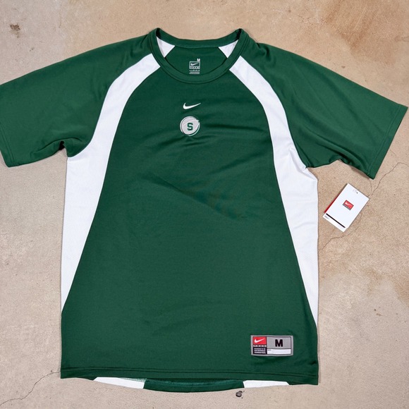 Nike Team Men's Green White Basketball Athletic T Shirt Size Medium - Picture 1 of 8